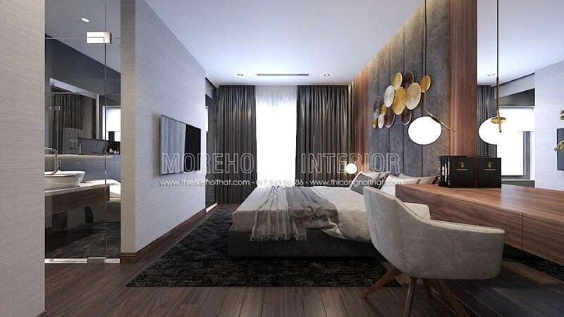 Thiết kế nội thất phòng ngủ master khép kín hiện đại, đẹp.